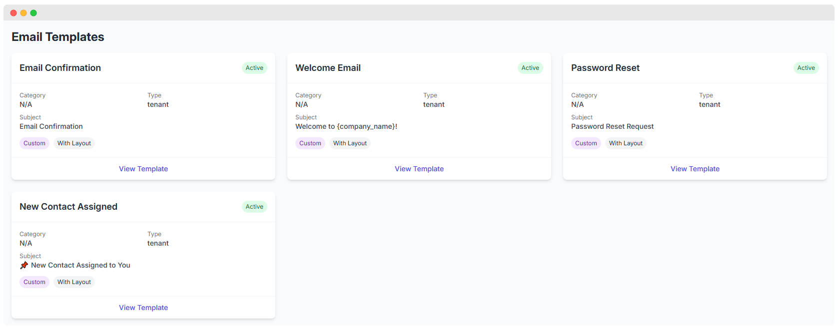 Email Templates List